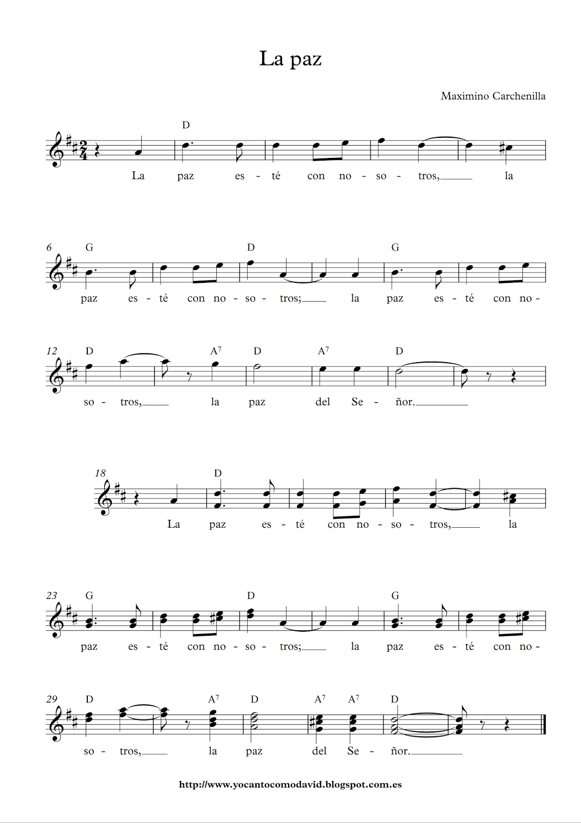 La paz Yo canto como David