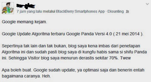 Salah Satu Dampak Update Google Panda