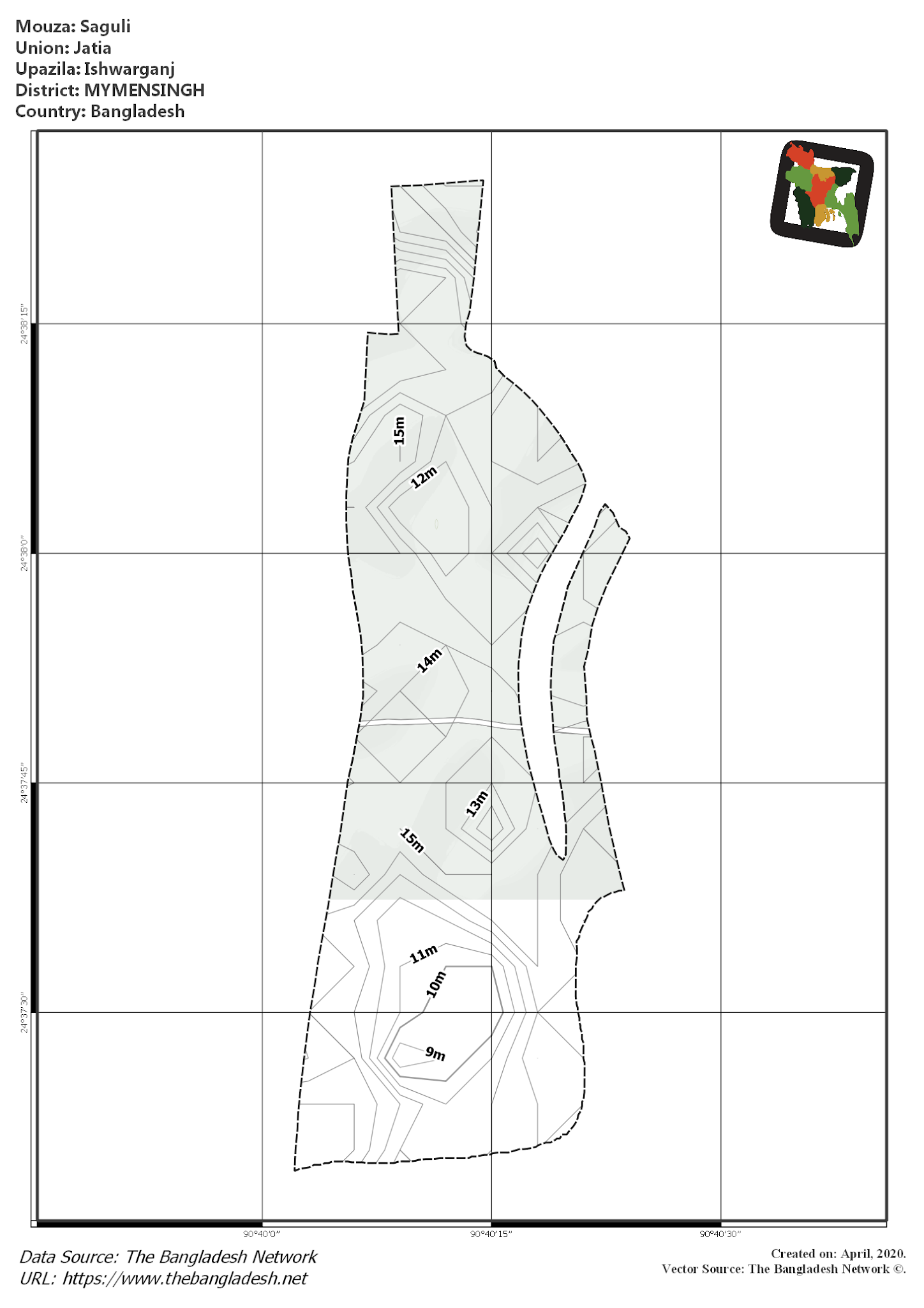 Map of Saguli Mouza of Ishwarganj Upazila, MYMENSINGH, Bangladesh.