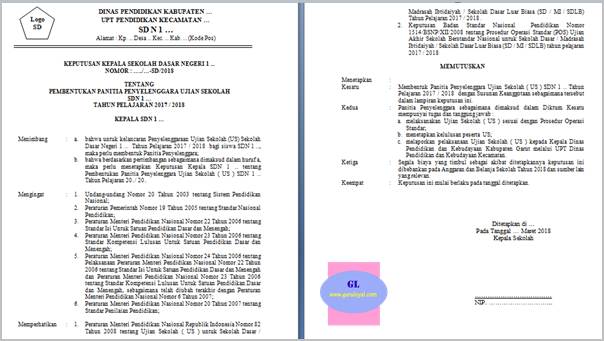 Contoh Sk Pembentukan Panitia Ujian Sekolah Sd Selalu