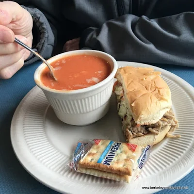 soup and pulled-pork sandwich at The Lighthouse Deli in Sonora, California