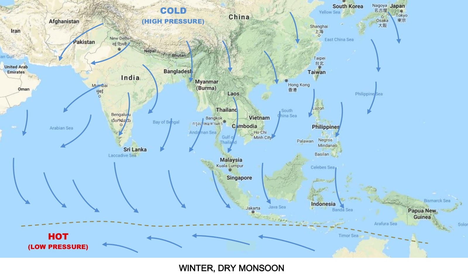 Индийский океан градусы. Индийский океан на карте. Новогвинейское море на карте. Winter Monsoon. Monsoon на карте.