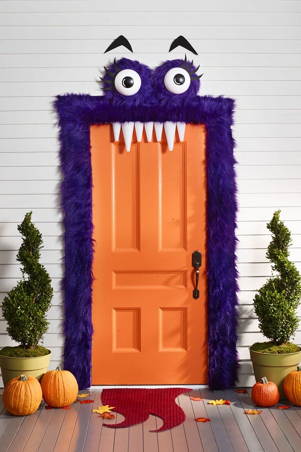 Halloween monster door decoration ideas 18 best Halloween front door decoration ideas. Halloween monster mouth door decoration ideas. Fun theme for Halloween. Party decoration ideas for Halloween. Scary door craft ideas.
