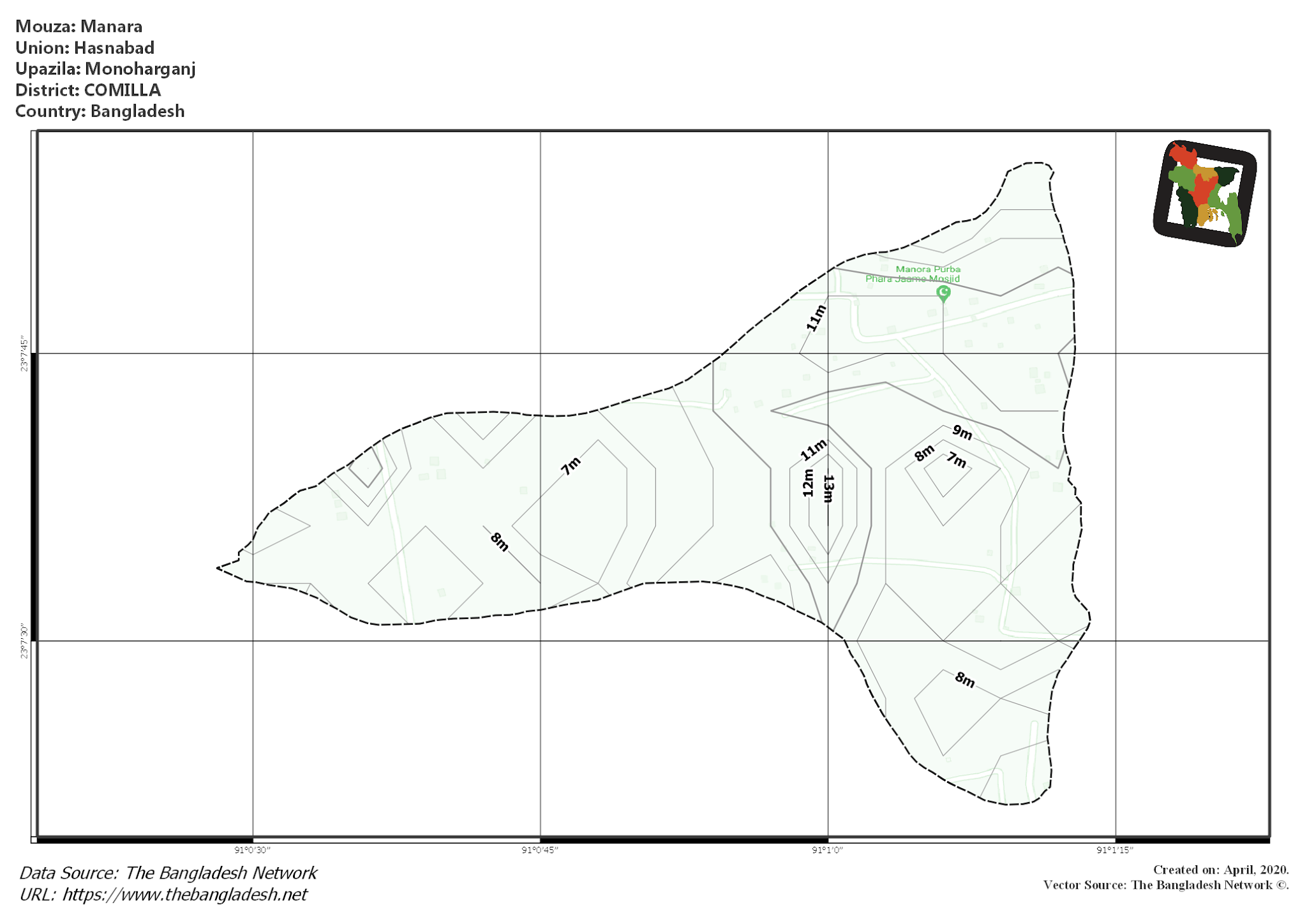 Map of Manara Mouza of Monoharganj Upazila, COMILLA Map of Manara Mouza of Monoharganj Upazila, COMILLA, Bangladesh.