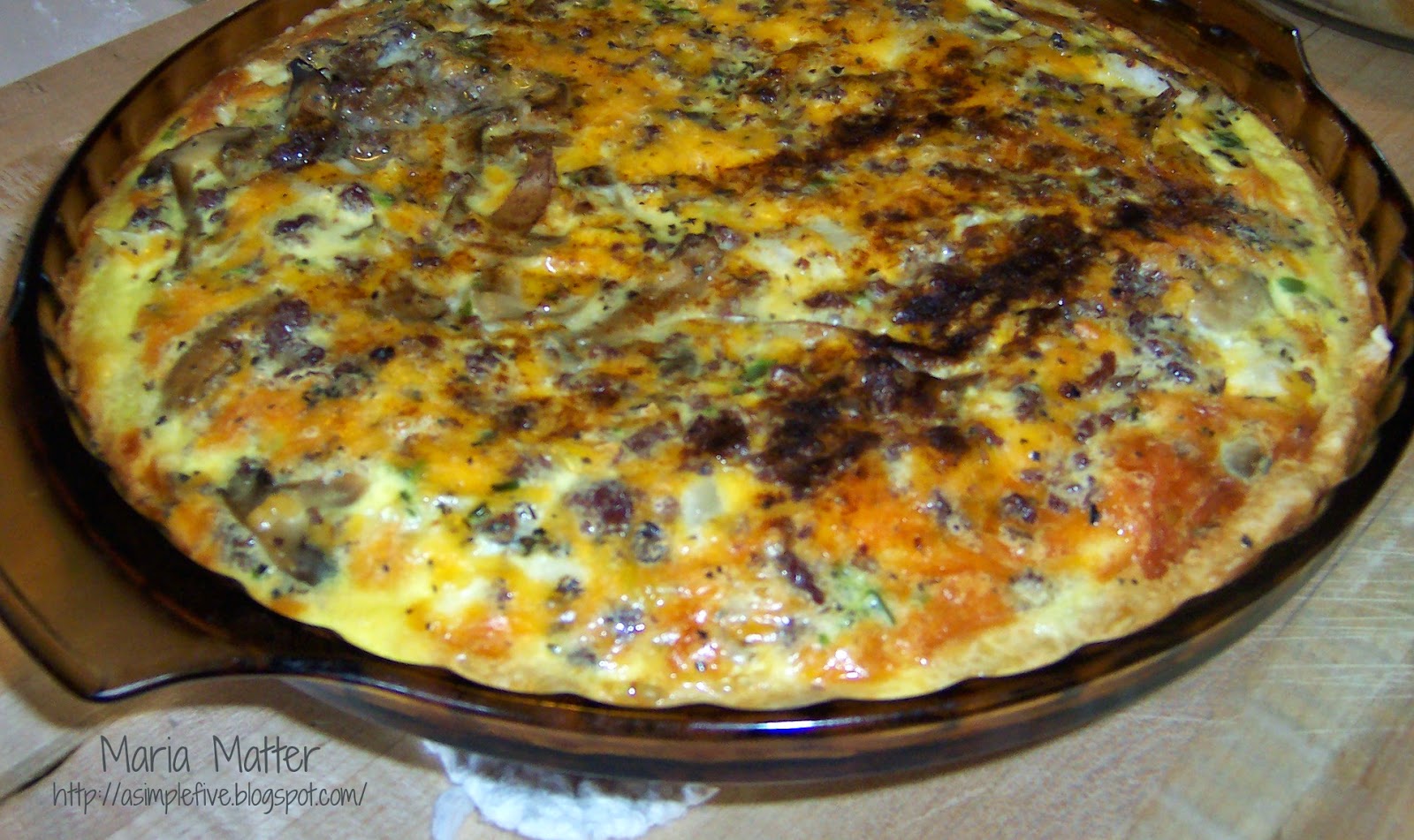 Five Simple Things: Sausage-Cheddar Quiche - printable recipe