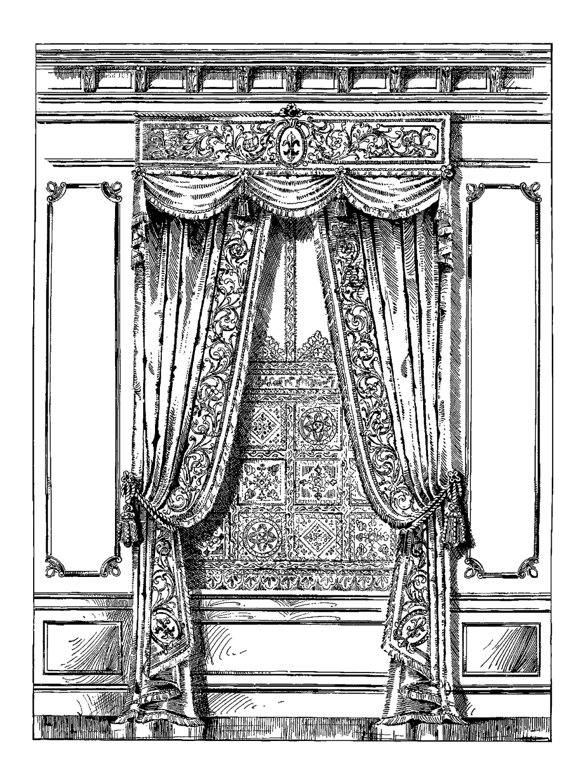 Digital Stamp Design Free Vintage French Curtain Image Interior Design