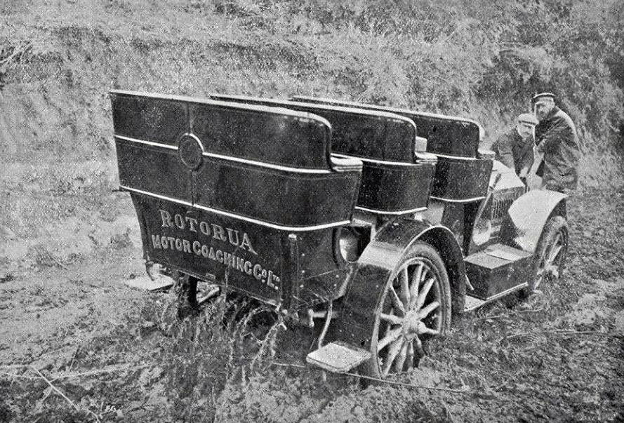 Transpress Nz A Bogged Down Darracq Car Near Rotorua November 1904