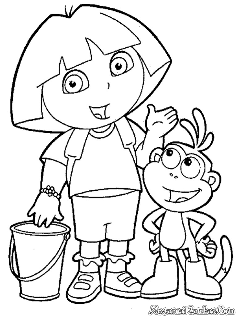 Gambar Mewarnai Dora Dan Boots Mewarnai Gambar