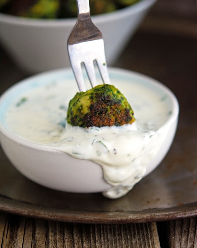 Chicken-Spinach Meatballs with Creamed Feta Paste