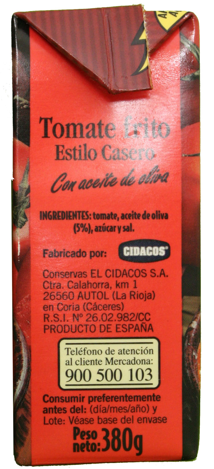 ingredientes del tomate frito