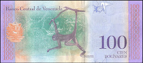 Venezuela Currency 100 Bolivares Soberanos banknote 2018 Brown spider monkey