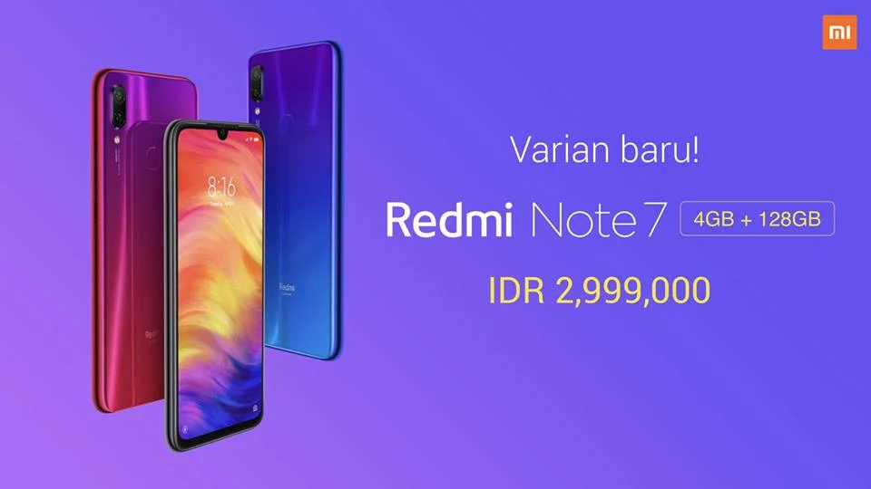 Redmi Note 7 RAM 4GB ROM 128GB Resmi Hadir di Indonesia