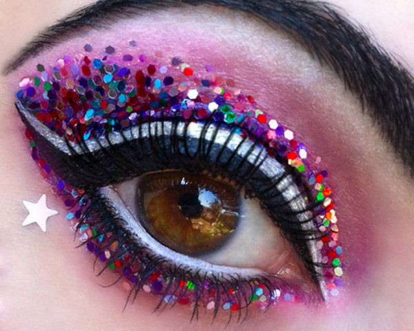 Colorful Glittery Eye Makeup
