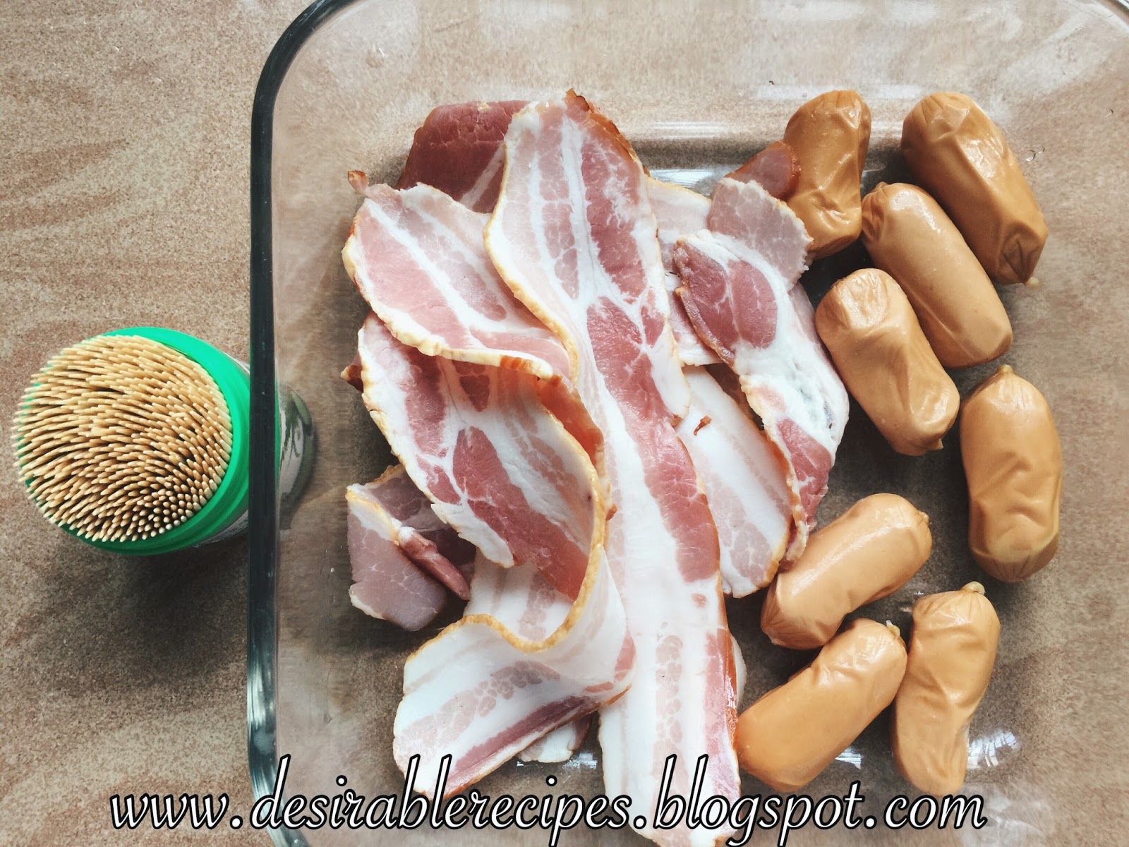 Cocktail Sausage Wrapped with Bacon & Honey Mustard