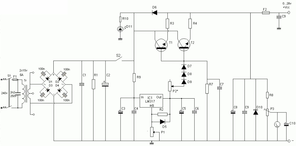 Variable Power Supply Circuit - Simple Schematic Collection