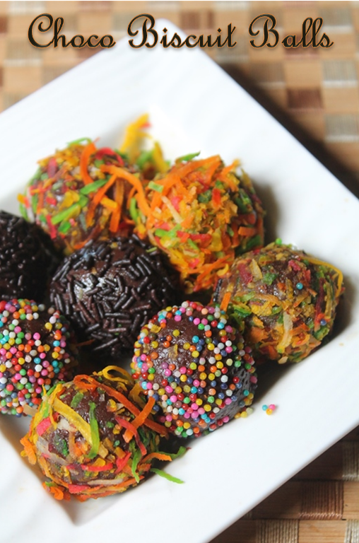 No Bake Chocolate Biscuit Balls Recipe Choco Biscuit Truffles Recipe
