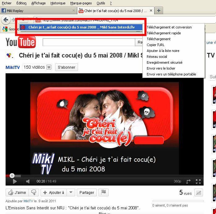 Mikl Replay Comment télécharger une vidéo de "YouTube" ou "Dailymotion"