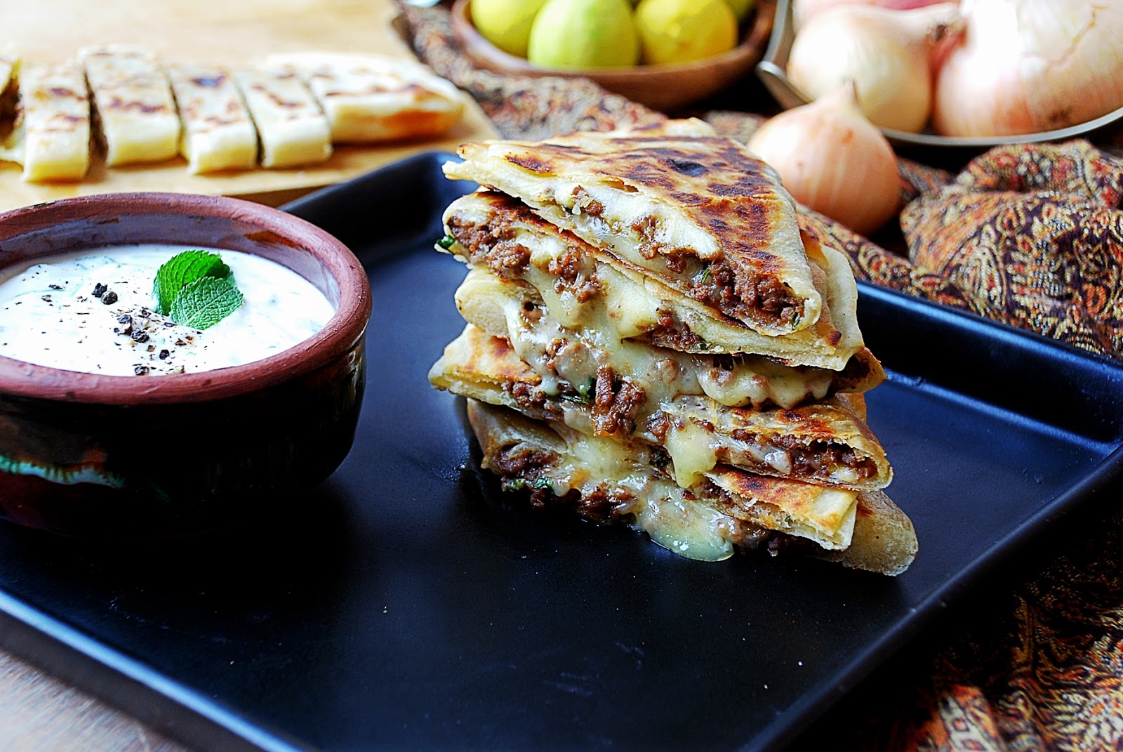 Buttered Up Spiced Ground Beef Gozleme with Maasdam
