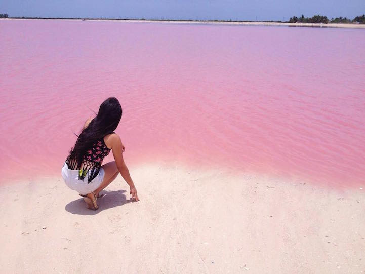 One of the most Instagram-worthy places: Naturally Pink Lagoon in Mexico