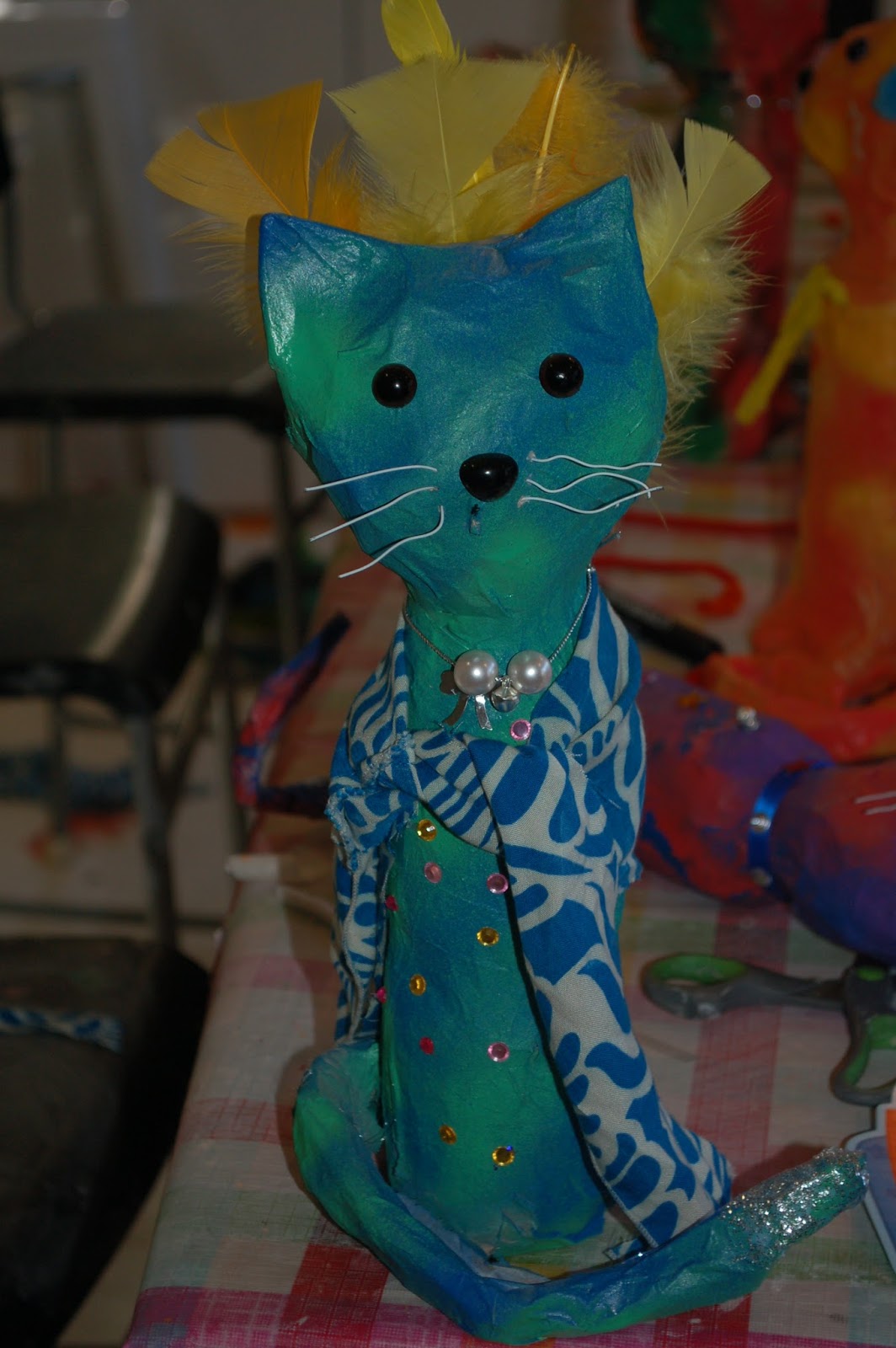 Sunnyside Art House Colourful Paper Mache Cats
