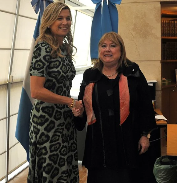 Queen Maxima wears GIVENCHY Leopard Print A-line Dress