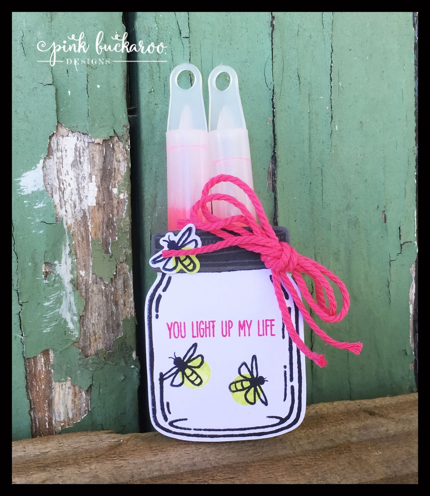Pink Buckaroo Designs Jar of Love Glow Stick Holder