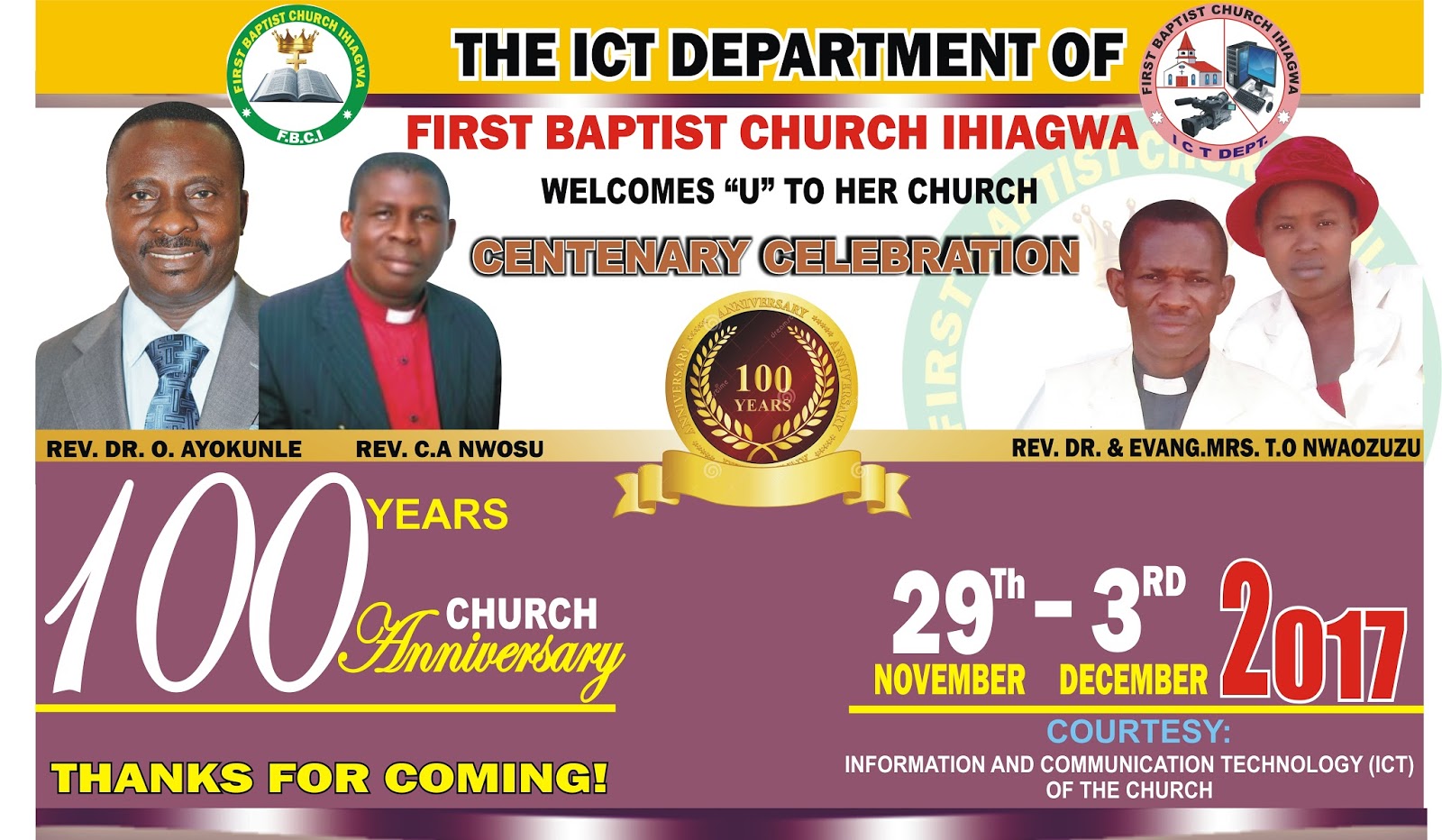 FIRST BAPTIST CHURCH IHIAGWA CENTENARY CELEBRATION