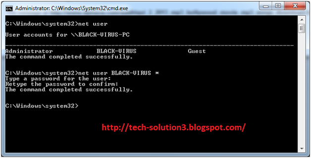 Shortcut To Reset Or Clear Windows Password With CMD Without Typing Old 