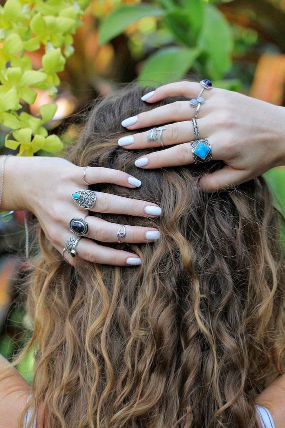 Bohemian beach rings, boho fashion