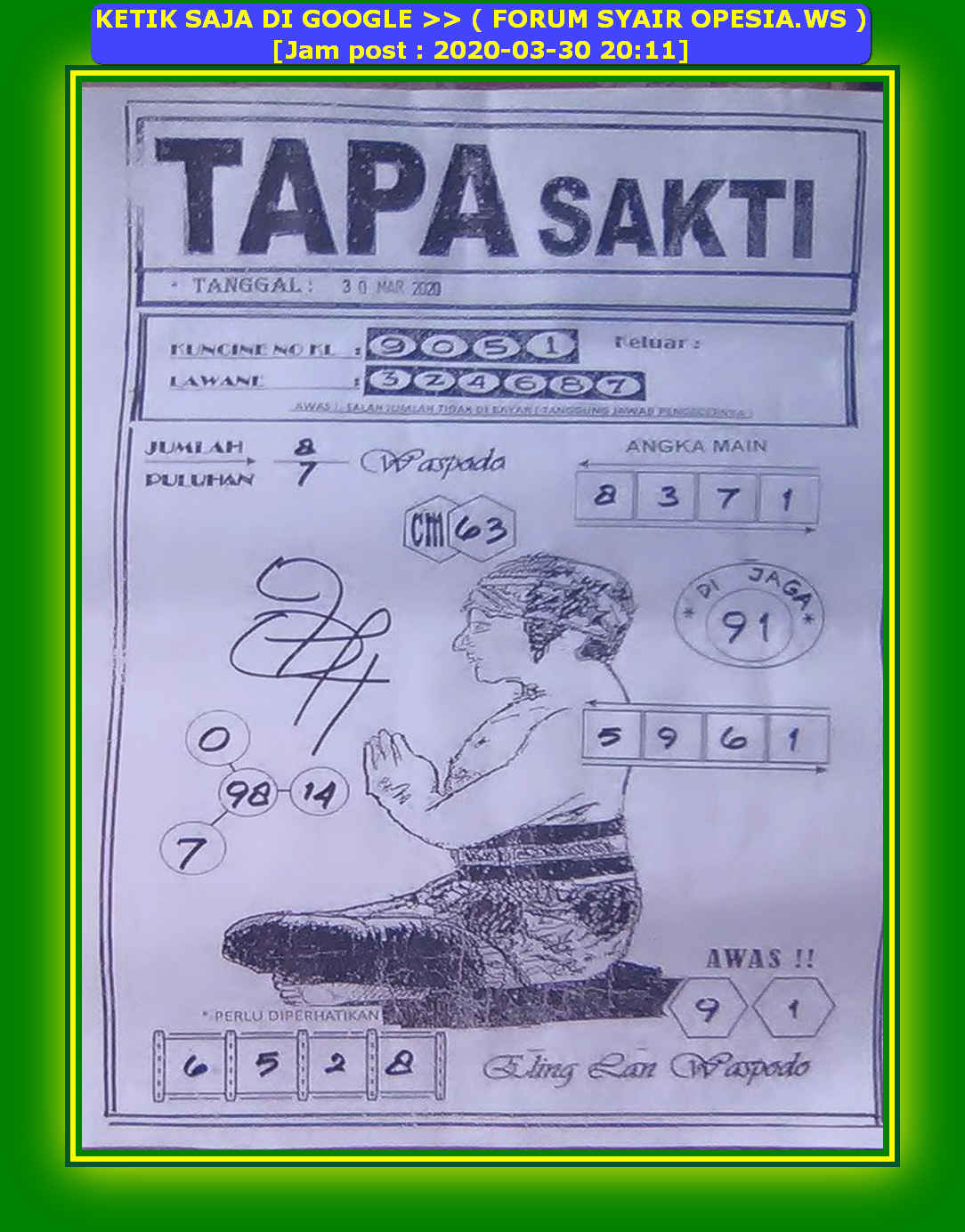 1 New Message Kode Syair Hongkong 30 Maret 2020 Forum Syair Togel Hongkong Singapura Sydney