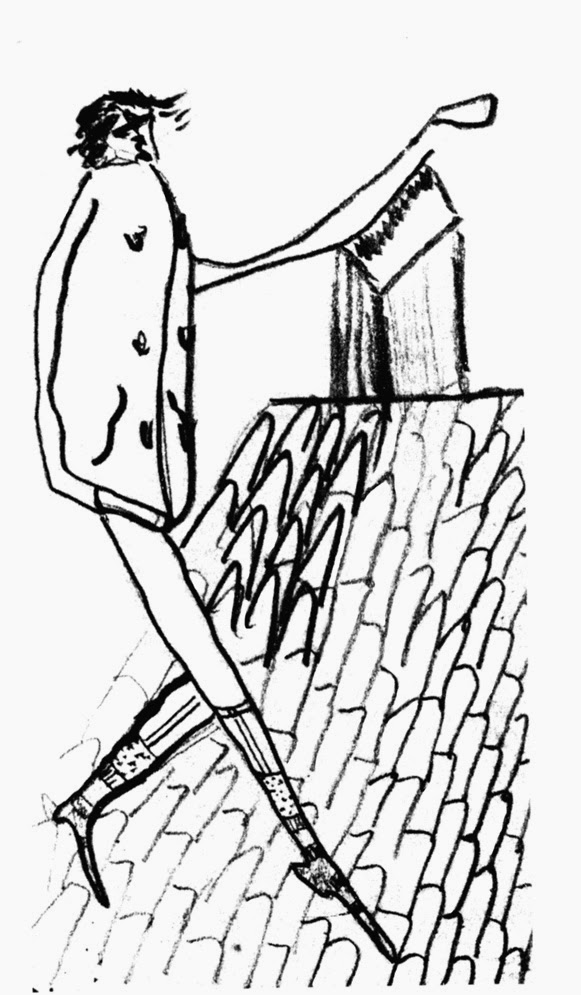 Crtez Franca Kafke-Setnja krovom bez pantalona