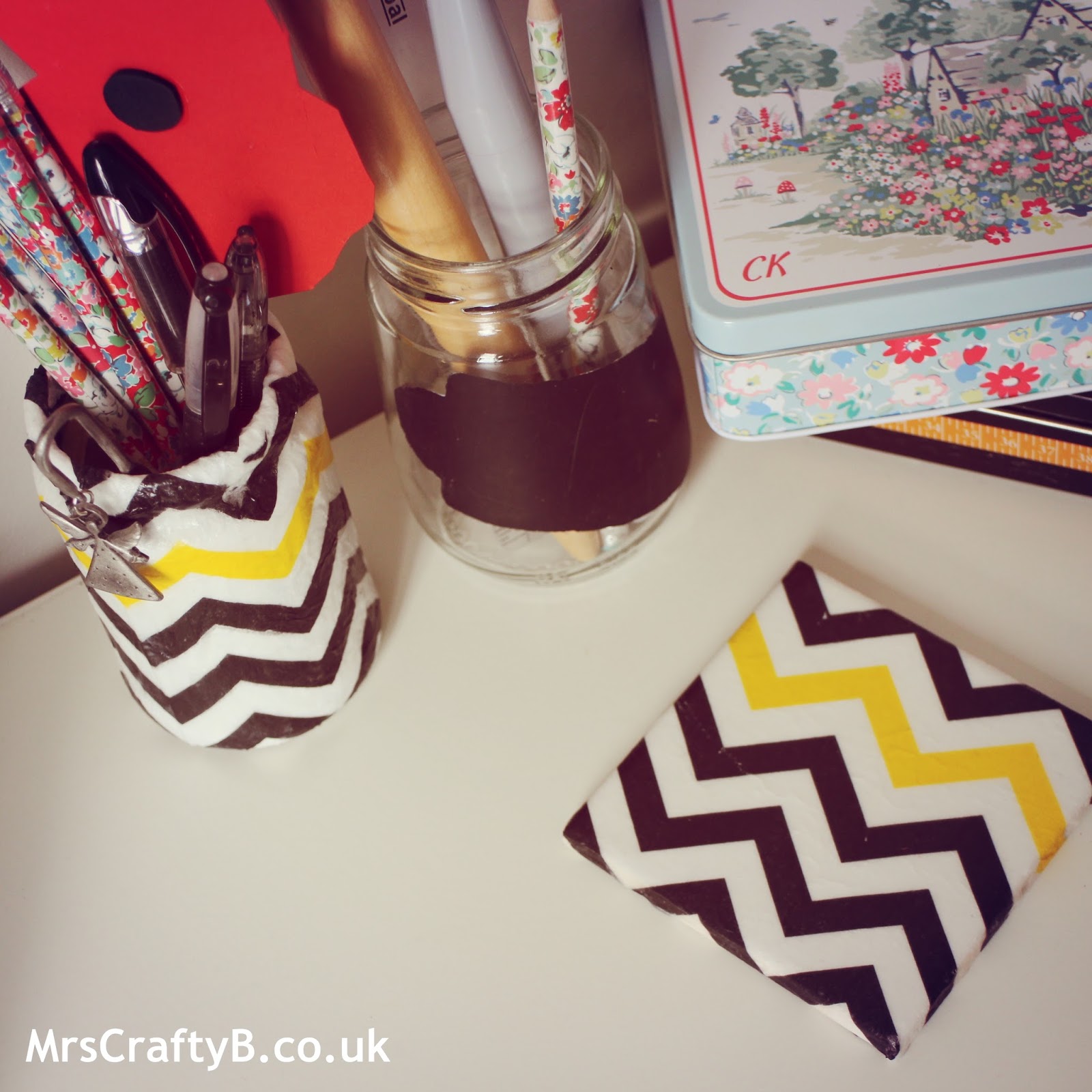 Mrs Crafty B How to Decoupage with Paper Napkins Make a Tile Coaster