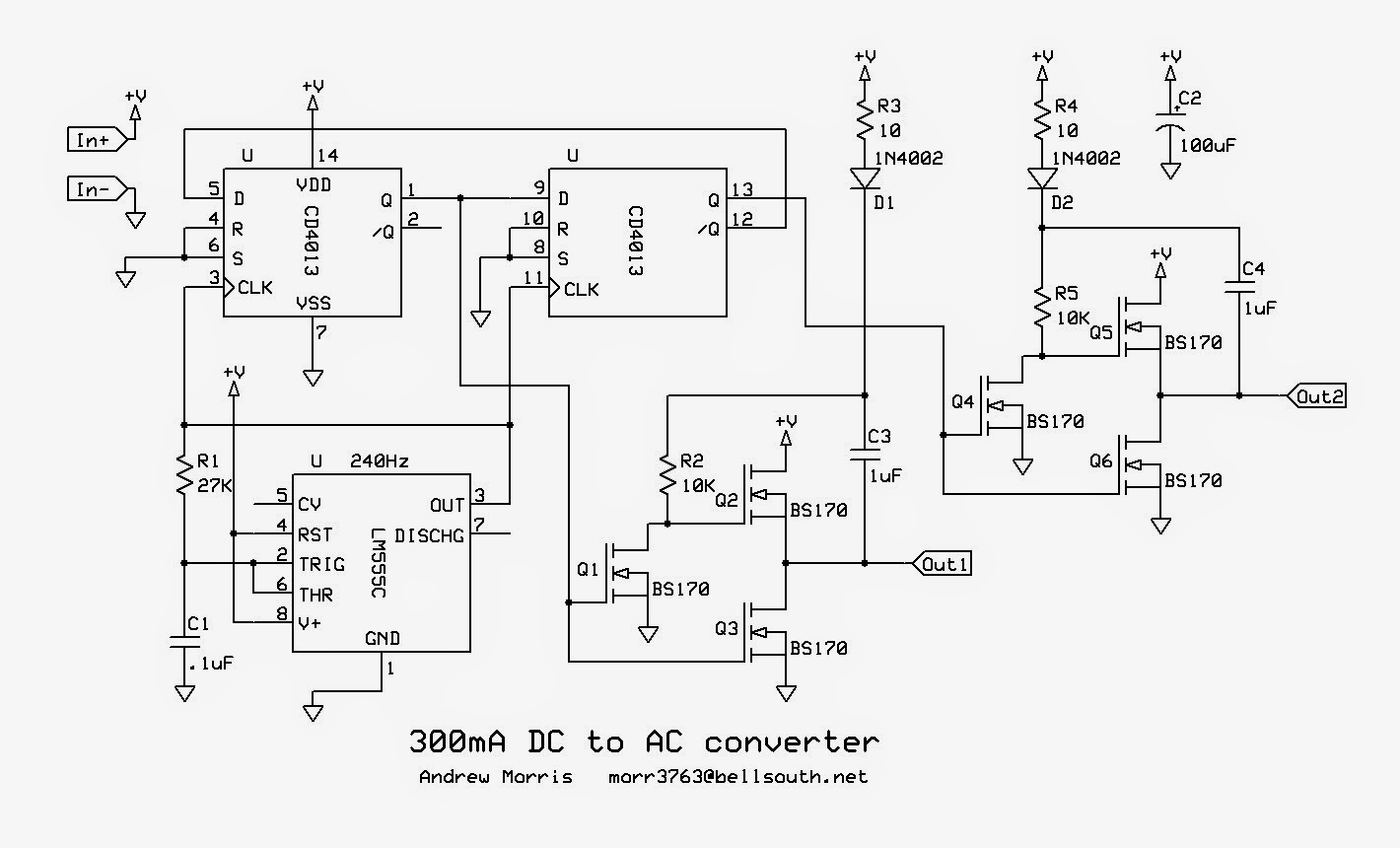 300mA DC to AC converter Circuit Diagram | Electronic ...