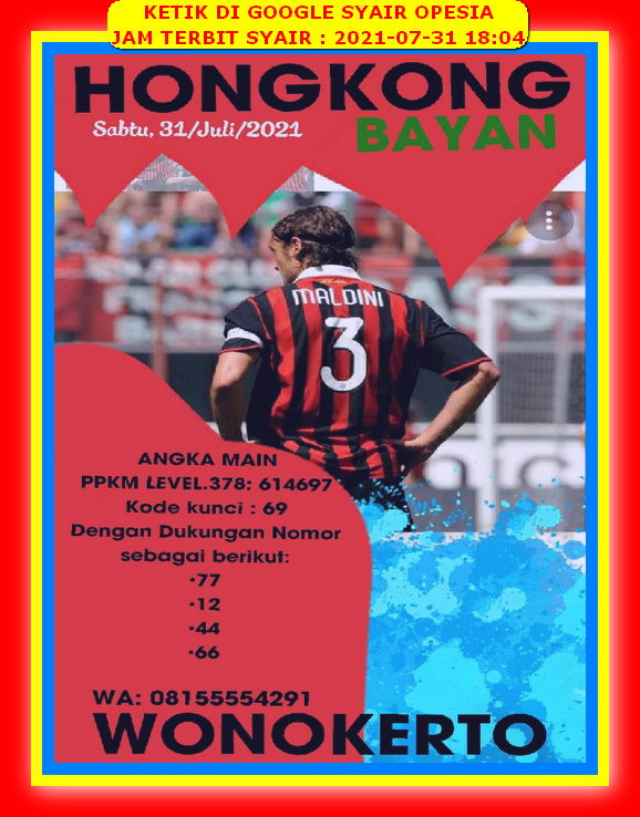 Syair Hk Malam Ini Sabtu 31 Juli 2021 Opesia Official