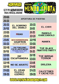 Mundo Idiota, 2015, Festival, Horarios, Cartel