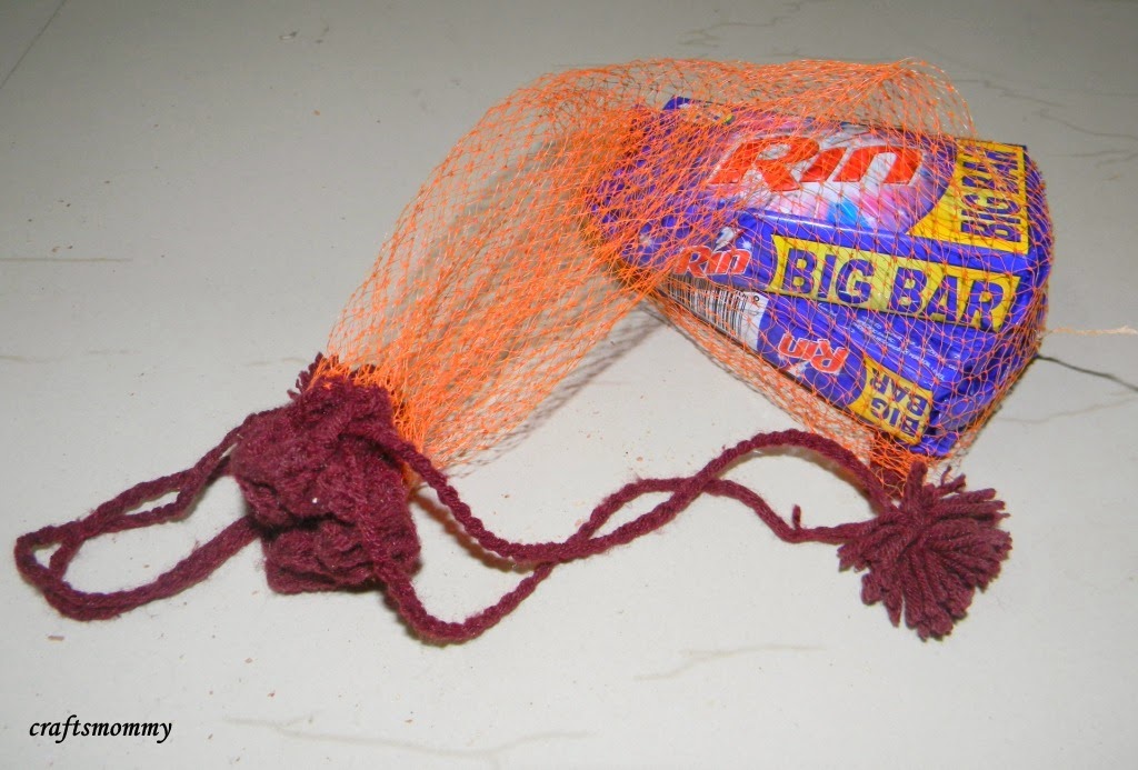 Recycled Onion bag Crochet scrubber and pull string bag My