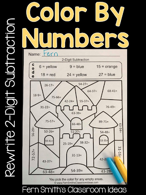 Are you working on the multiple ways to write subtraction problems with second graders? This blog post has some tips, resources and lessons to help you introduce and reinforce rewriting 2-digit subtraction problems. Fern Smith's Classroom Ideas