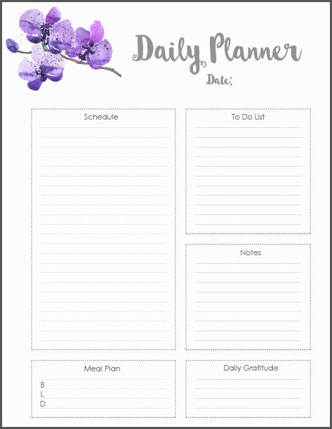 free printable daily planner template 2019