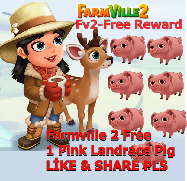 Farmville 2 Free 1 Pink Landrace Pig Farmville2FreeReward