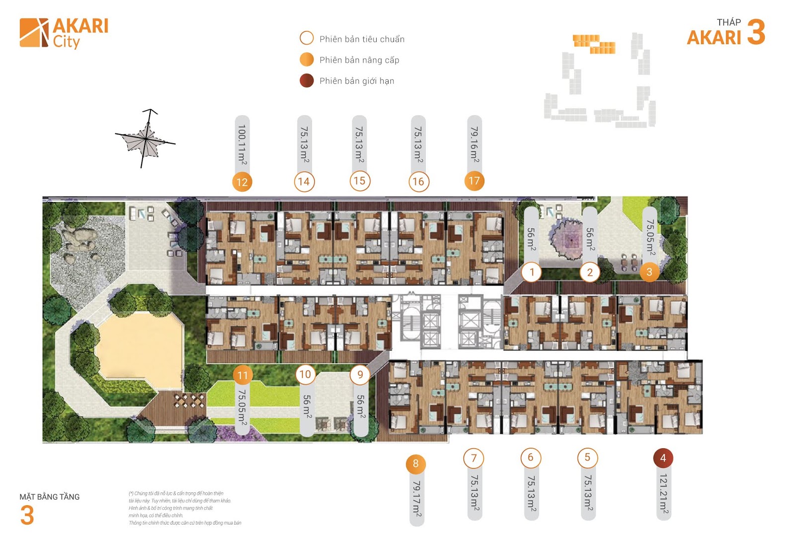 Mặt bằng Block Akari 3 - Tầng trệt - Khu đô thị Akari City Mặt bằng Block Akari 3 - Tầng trệt - Khu đô thị Akari City
