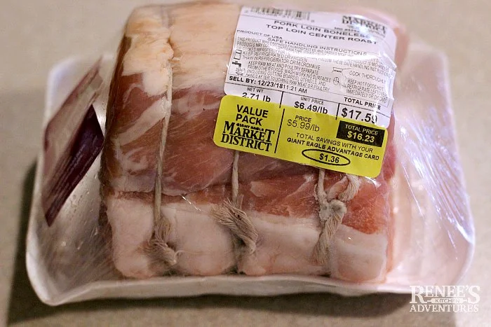 Pork Loin Roast in grocery store packaging