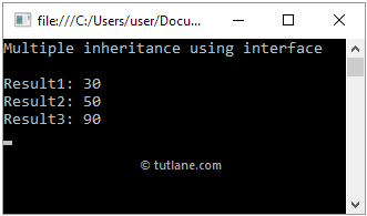 Multiple inheritance in c# using interface example result