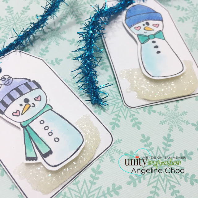 ScrappyScrappy: Unity Hop: Snow tag and Foil cards #scrappyscrappy #unitystampco #card #tag #stamp #youtube #quicktipvideo #papercraft