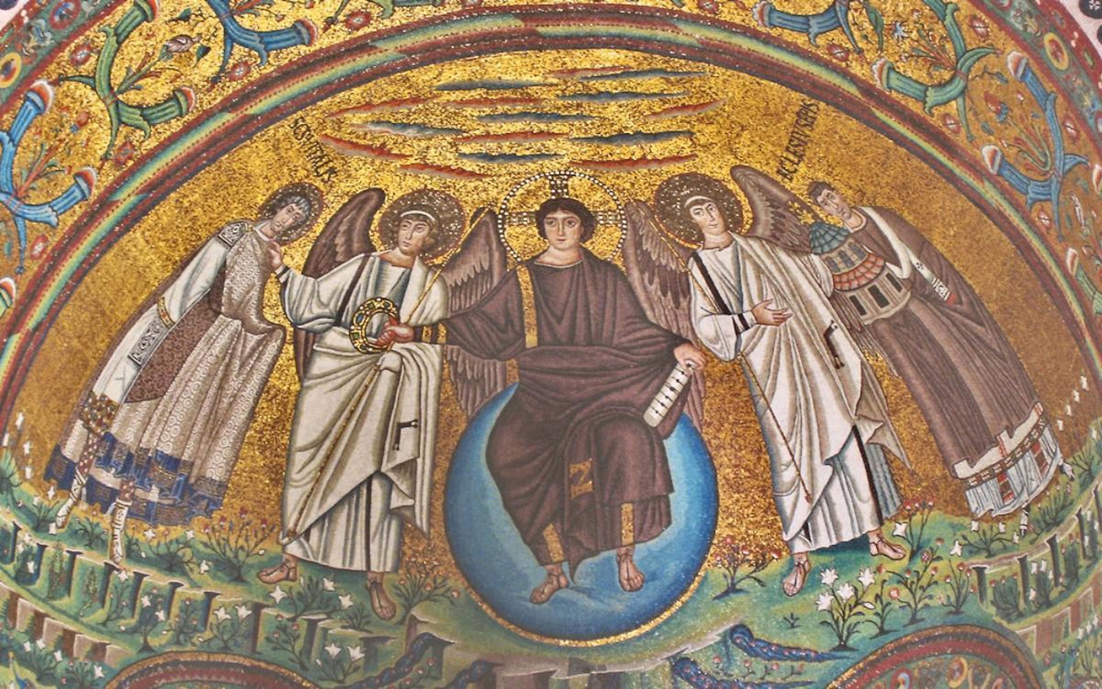 Христианство в искусстве. Ангелы мозаика Равенна. Мозаика Христос и Святой Виталий. Равенна мозаики и фрески ангелы. Мозаика Святого Виталия.