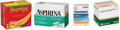 Cajas de analgésicos: ibuprofeno, paracetamol y aspirina
