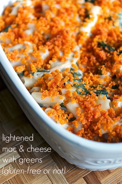 Light mac and cheese with greens glutenfree or not Yankee Kitchen Ninja
