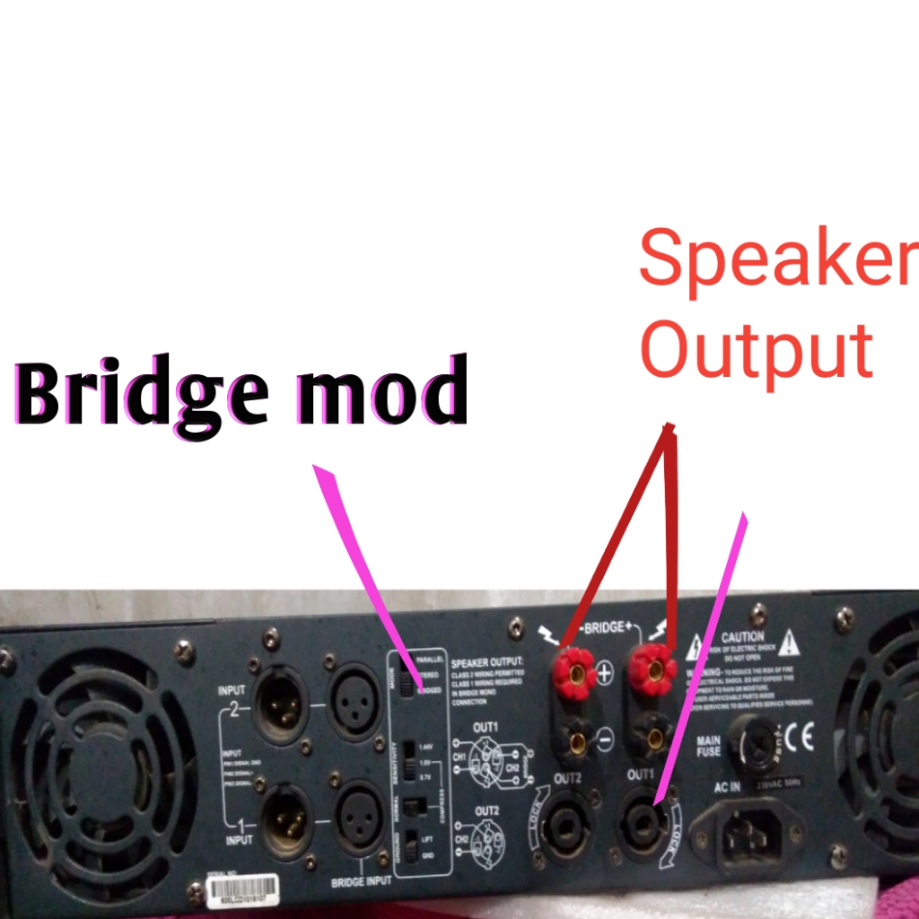 bridge mode amplifier ब्रिज मोड कनेक्शन कैसे करे DJ TECH 24