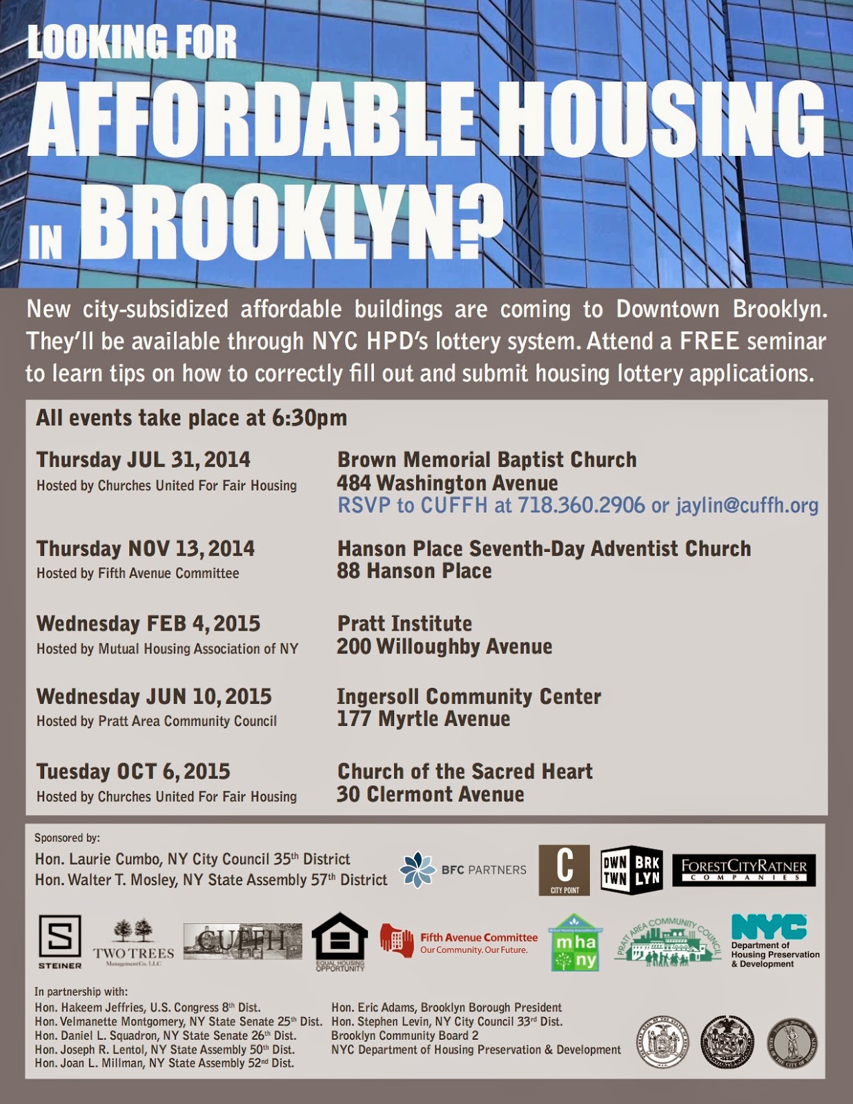 At announcement of affordable housing seminars, celebratory air out of