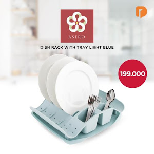 Asero Dish Rack With Tray Light Blue