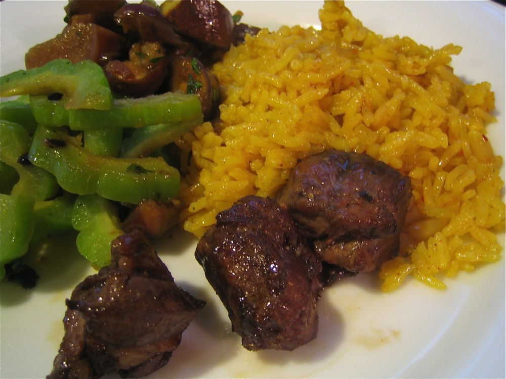 Popo's River lamb kabob with saffron rice
